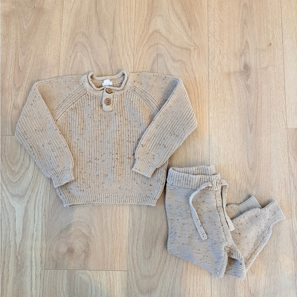 Jamie KayNeutral Knit Sweater & Jogger Set - Beige Speckled